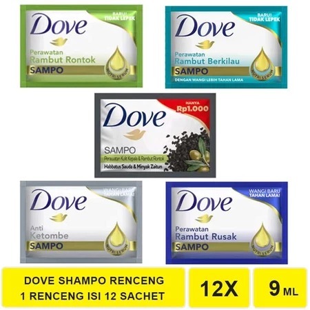 ( 1 RENCENG = 12 PCS ) UNILEVER Dove Shampo Shampoo - Conditioner RENCENG | 12 SACHET X 9ML