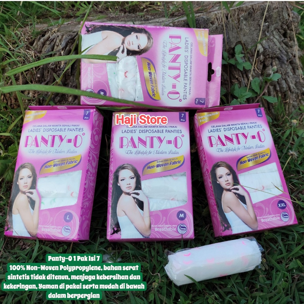 celana dalam wanita sekali pakai haji dan umroh Merk PANTY-O 100% ORIGINAL 1 Pak isi 7