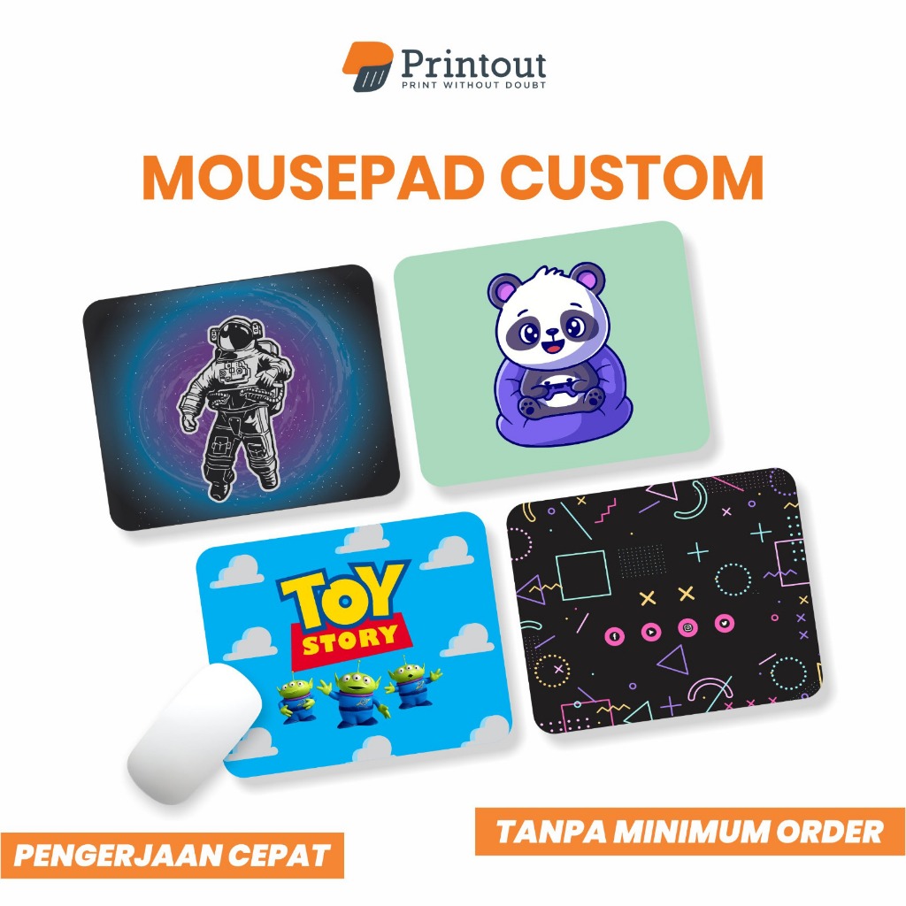 Printout Mousepad Custom Ukuran 18x21 cm | Full Color HD | Anti Slip Tanpa Jahitan | Premium Quality