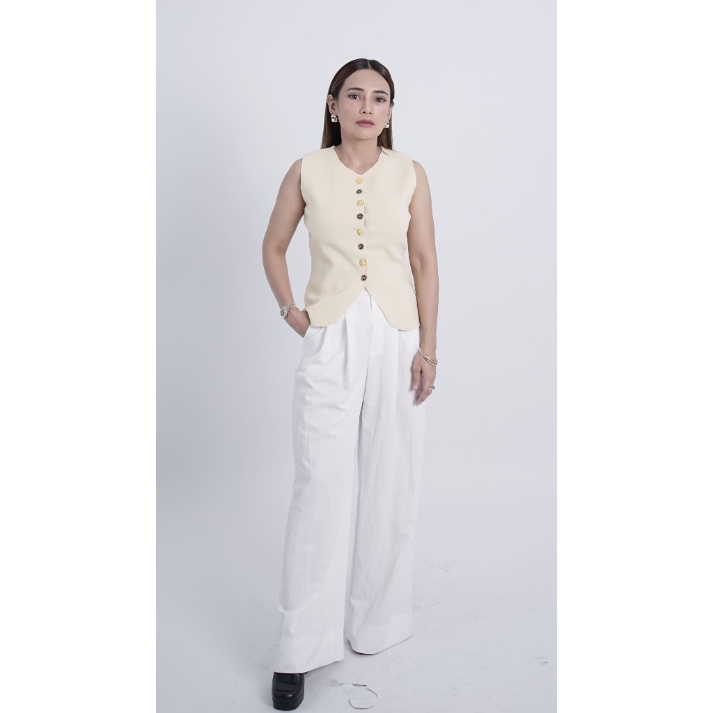 Vest Rajut Wanita Elegan – Outer Tanpa Lengan Kancing Depan | Knit Top