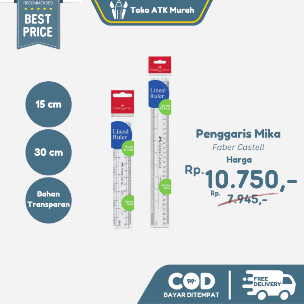 

Penggaris Plastik / Ruler Faber Castell 30cm