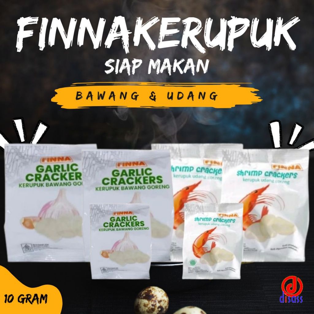 

FINNA KERUPUK UDANG - KERUPUK BAWANG SIAP MAKAN ECER 10GR - DISASS JOGJA