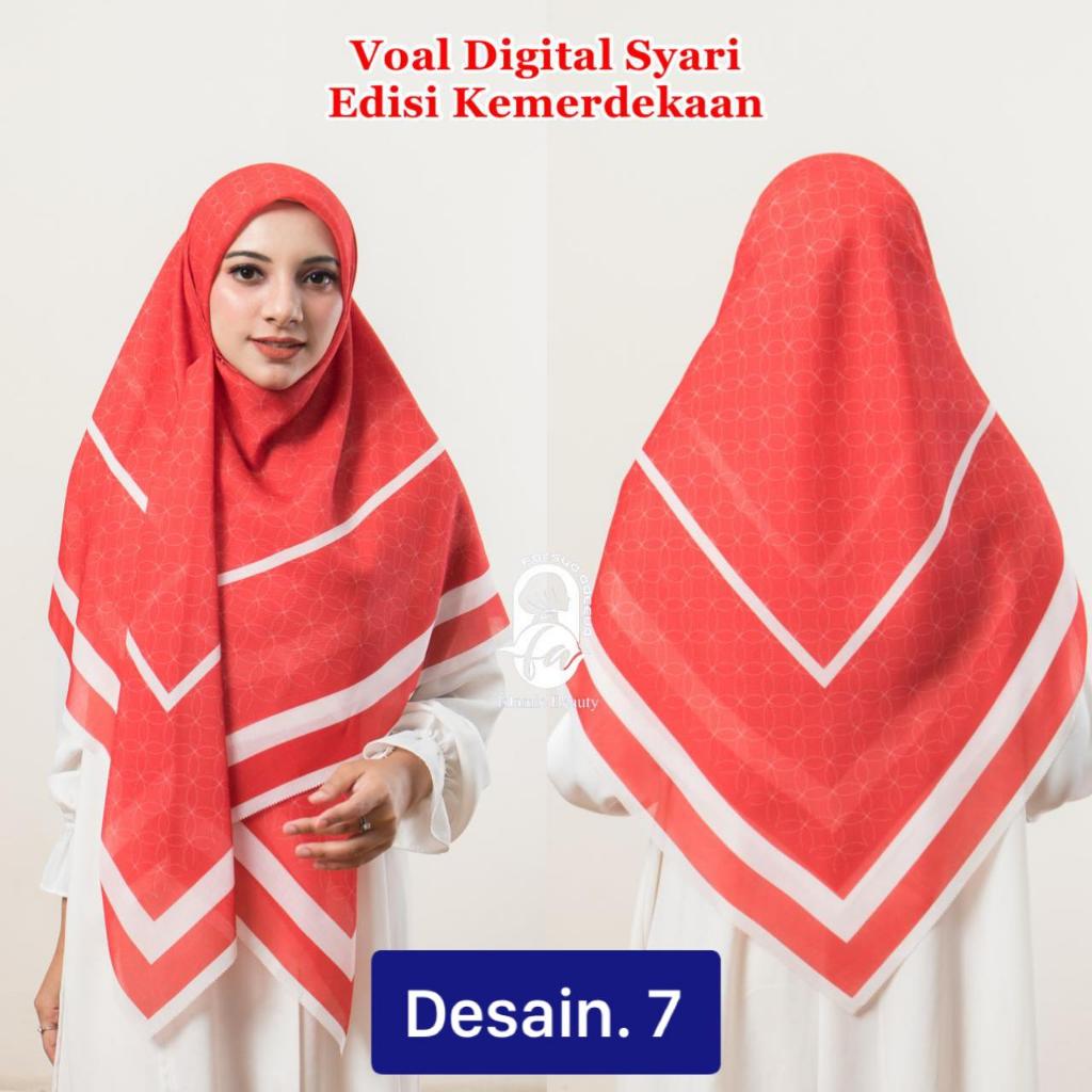 HIJAB JUMBO SYARI MOTIF KHUSUS DIRGAHAYU INDONESIA HIJAB MERDEKA 17 AGUSTUS MERAH PUTIH Hijab Segi E