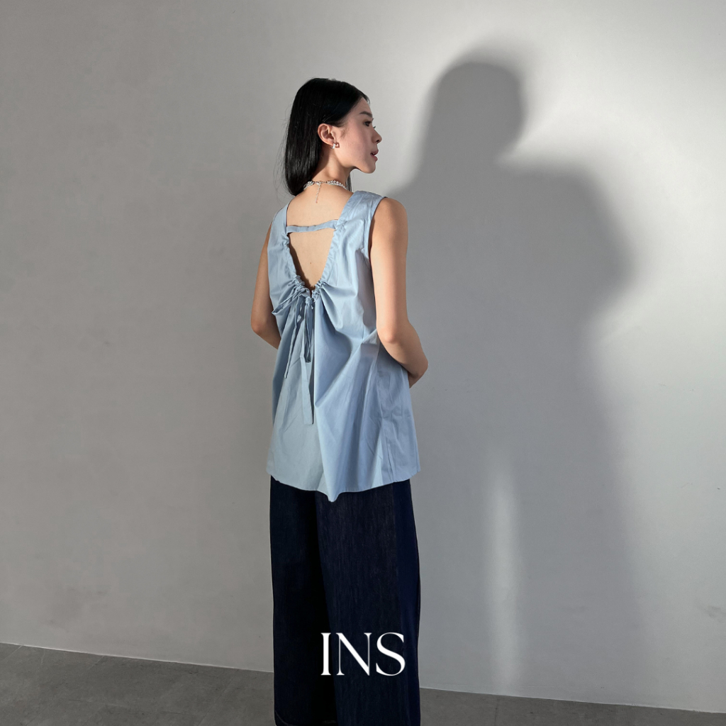 [WEARING INS] Pamela Top - Atasan Wanita Backless Tanpa Lengan - Loose Fit Bahan Baby Doll Simple Ca