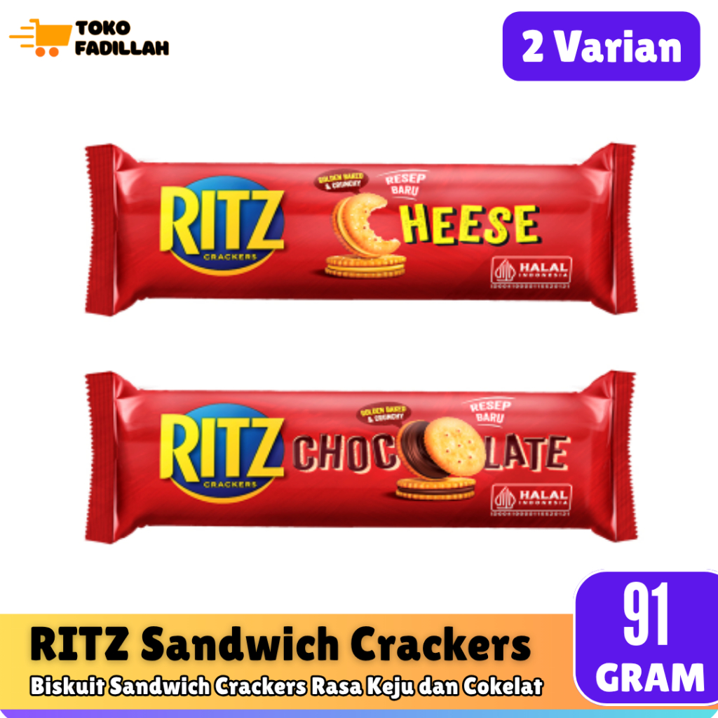

RITZ Biskuit Sandwich Crakers 91 gr - Rasa Keju & Cokelat