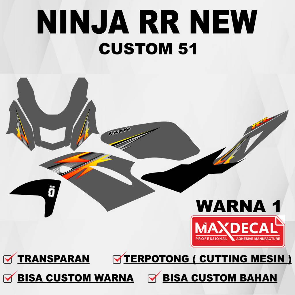 Stiker Ninja RR new / Striping Ninja RR / Sticker Striping Decal Ninja RR new 150 Grafis 51