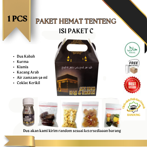 

Oleh Oleh Haji/Umroh 1 Pcs Paket C Dus tenteng, Botol+Air zam zam, Kurma, Kacang Arab, Kismis, Cokil