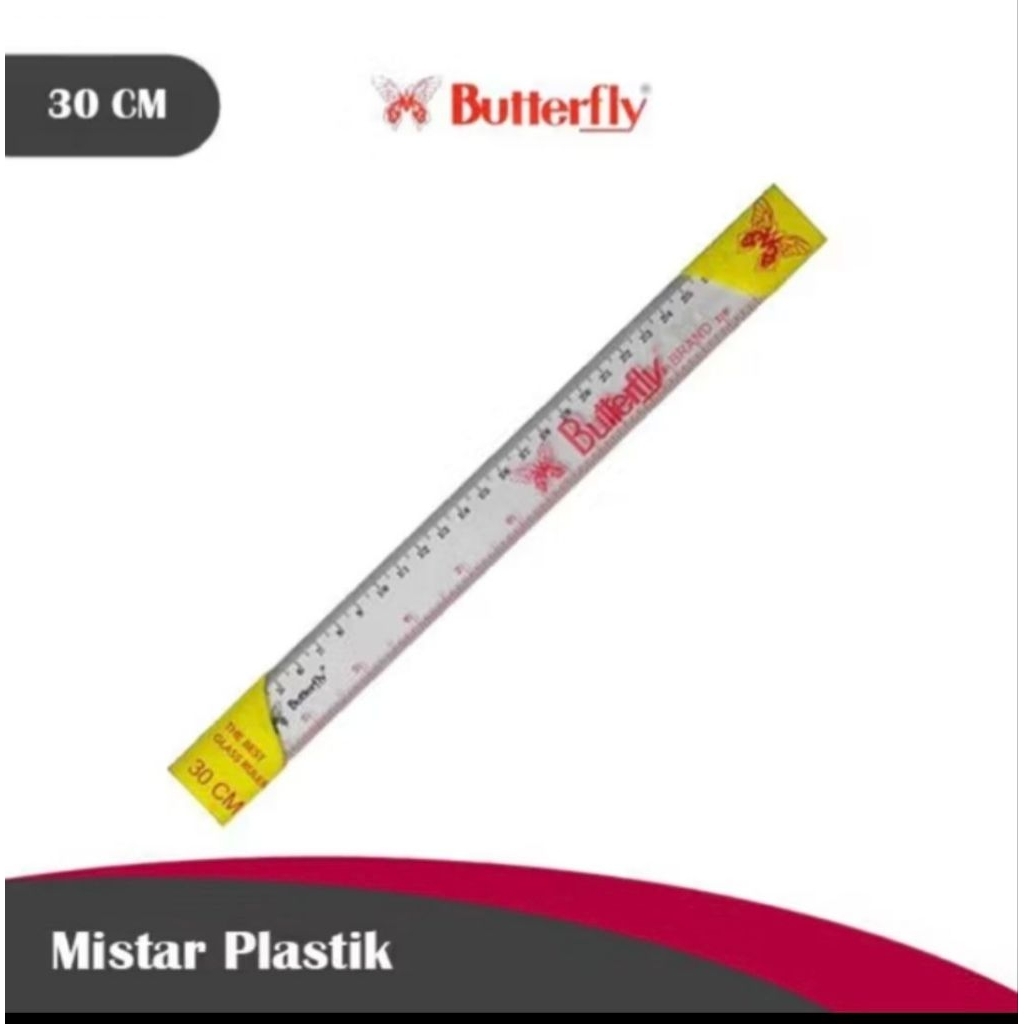 

Penggaris Butterfly 30 cm (1 pcs) / Mistar plastik 30 cm / Garisan 30 cm butterfly