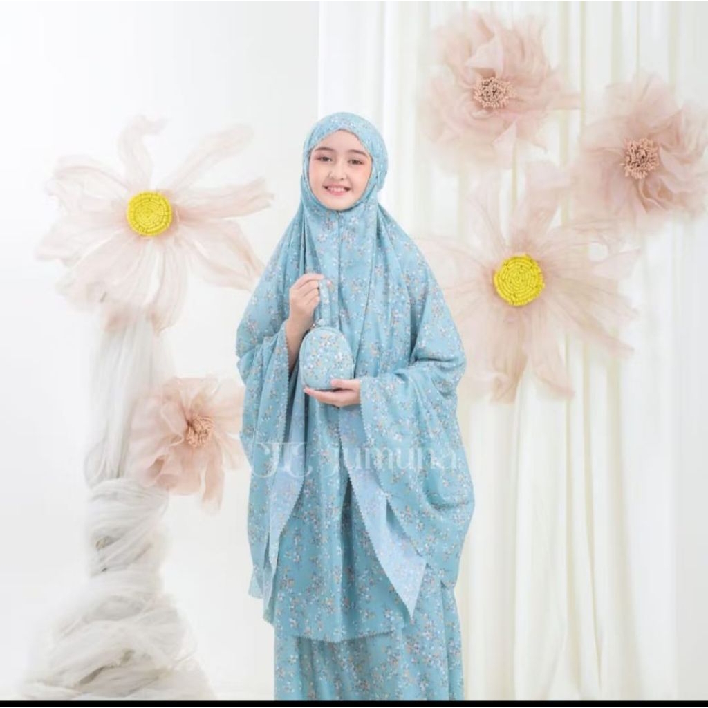 mukena anak parasut korea sleting dagu