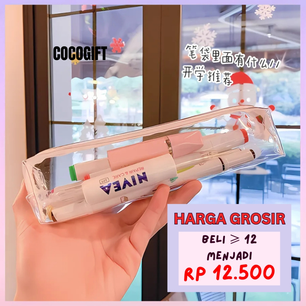 

Kotak Pensil PVC Tempat Pensil Mini Transparant KP10