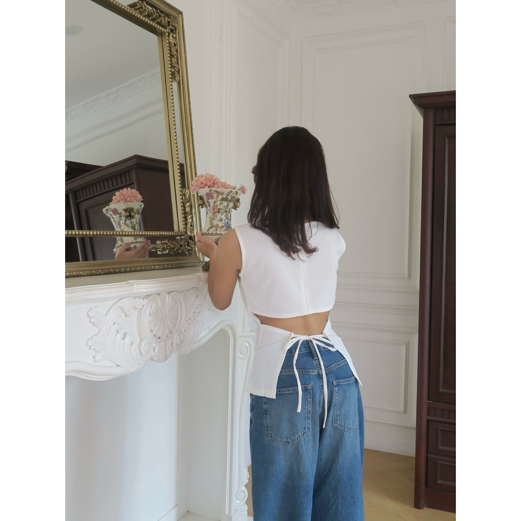 MAISON BACKLESS BOATNECK TOP - Sleveeless Top/Backless Top/Boatneck Top/