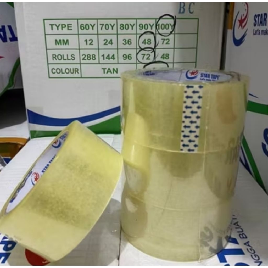 

isolasibening 100 yard bc x 45 mm star tape( per dus)