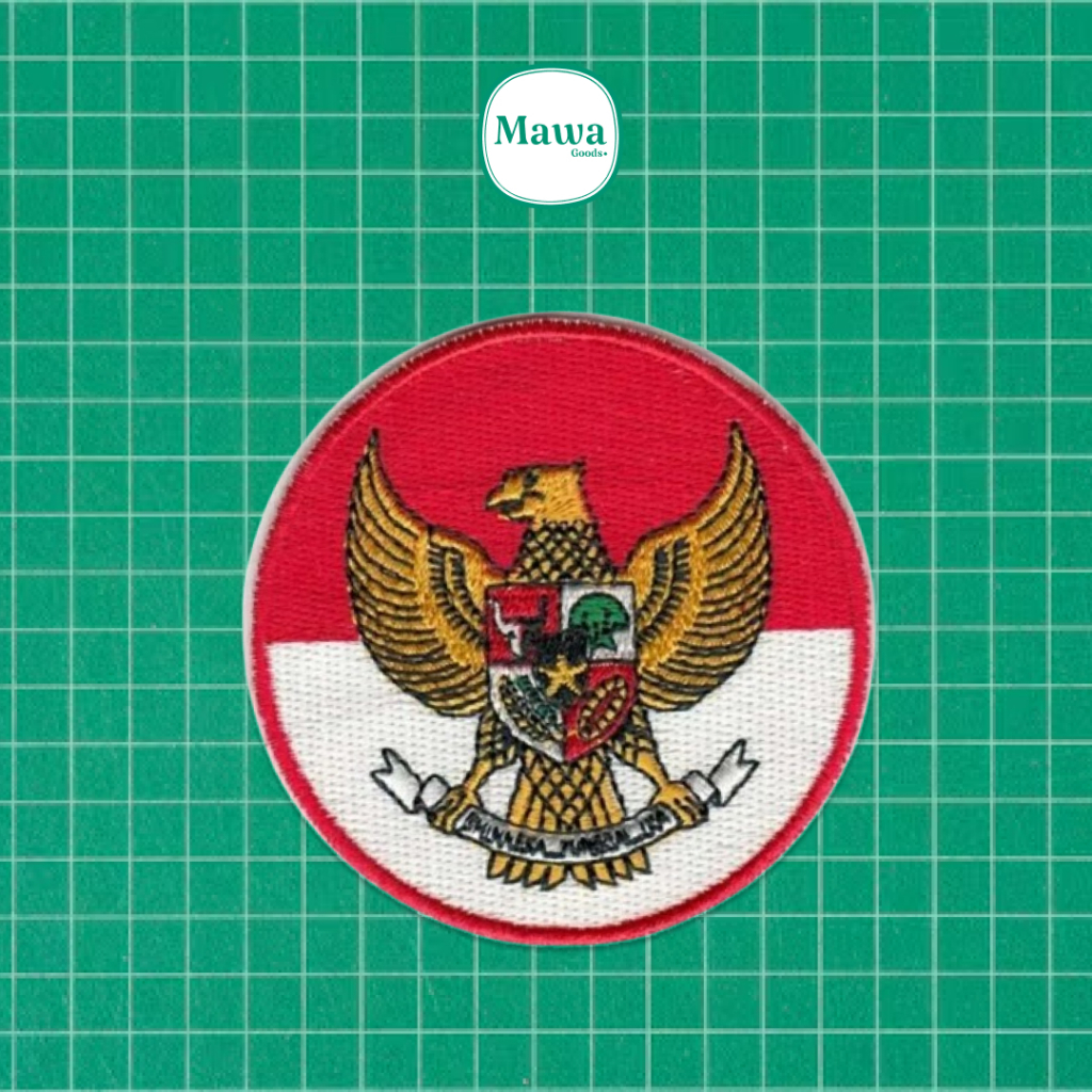 Bordir Garuda Merah Putih / Emblem Logo Bendera Garuda Bulat / Bordir Garuda Lingkaran / Logo Garuda