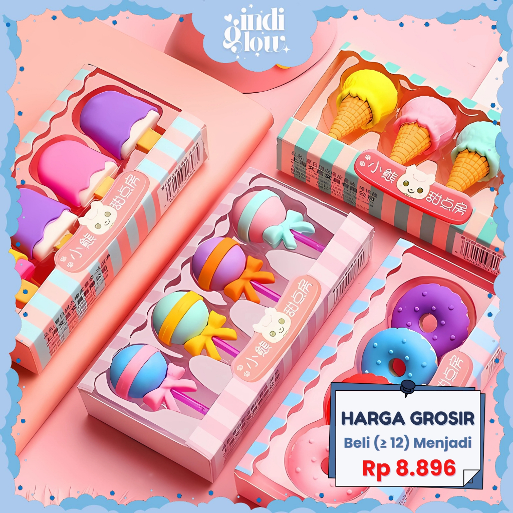 

IG Penghapus Karakter Set 4 Pcs Penghapus Bentuk Es Krim Donat Lollipop Lucu Eraser Sekolah LG-20