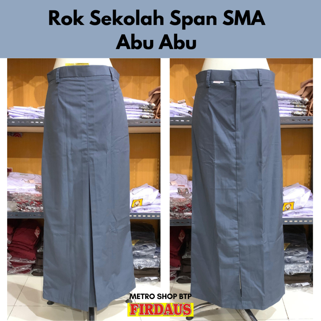 Rok Sekolah SMA Abu Abu Span Firdaus Bahan Katun Famatex