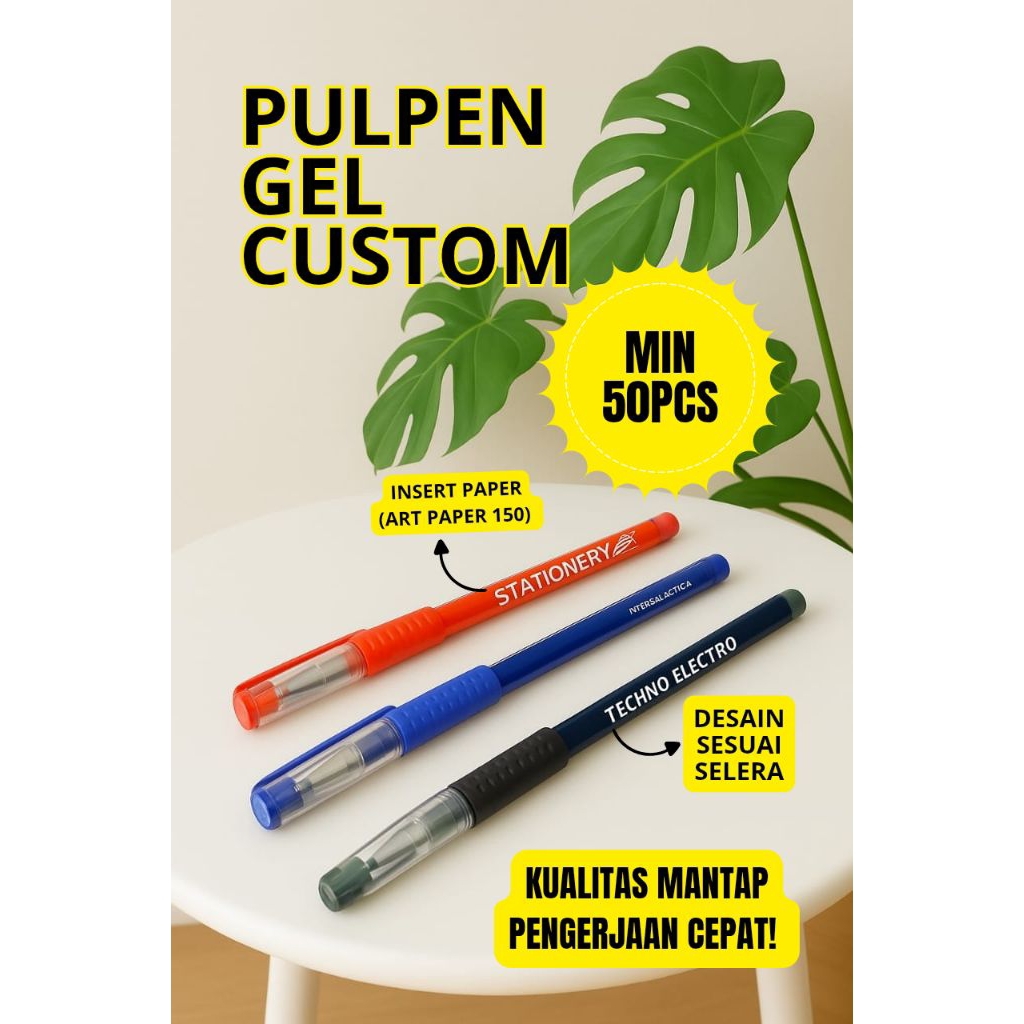 

Pulpen Gel Custom Nama/Logo Acara Kantor Sekolah Seminar Event Kado Promosi Souvenir Pernikahan Murah