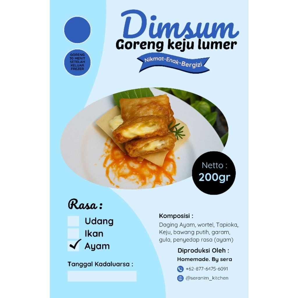 

Dimsum Goreng keju lumer| 200gr isi 4