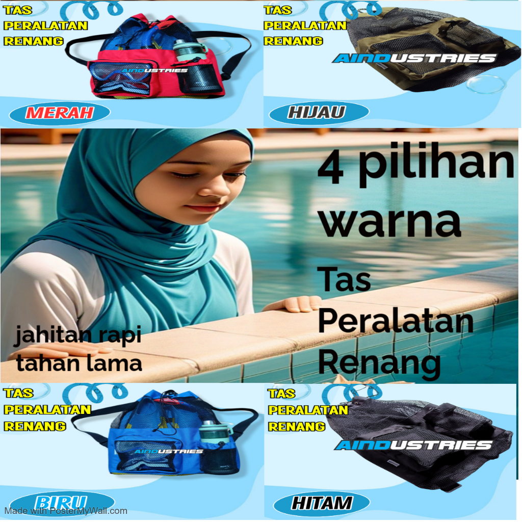 Tas Ransel Peralatan Renang Anak Dewasa – Jaring Anti Air  Tas Berenang Mesh Cordura – Bisa untuk Fi