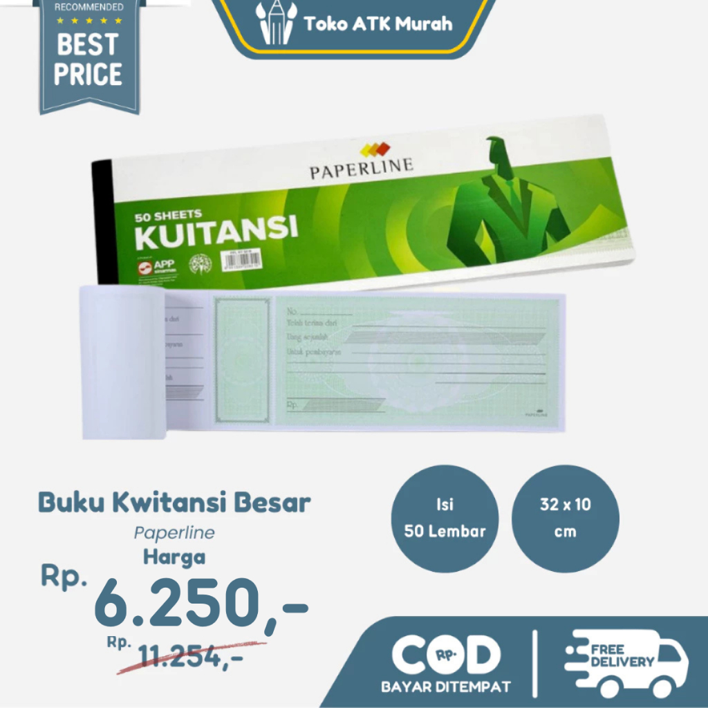 

Kwitansi / Kuitansi Paperline Besar (KT 50 B) isi 50 Lembar