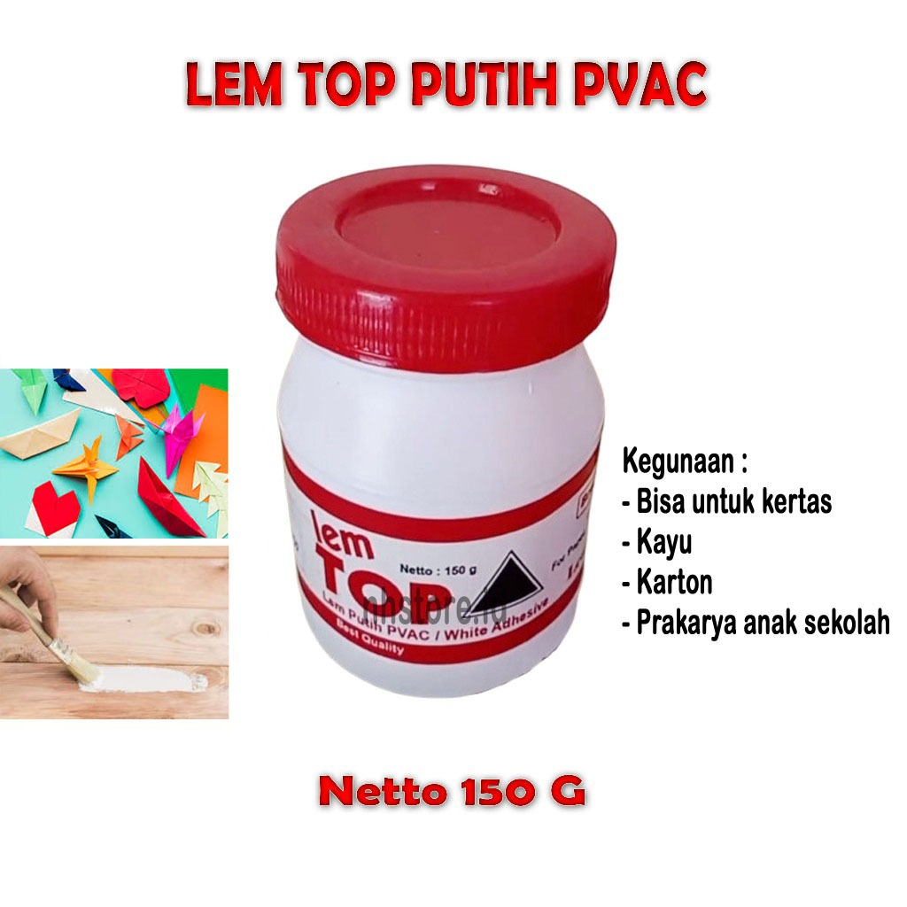 

Lem Top Putih PVAc 150 G / Lem Putih Top Kayu Serbaguna PVAC Botol Lem Kertas Prakarya 150 Gram