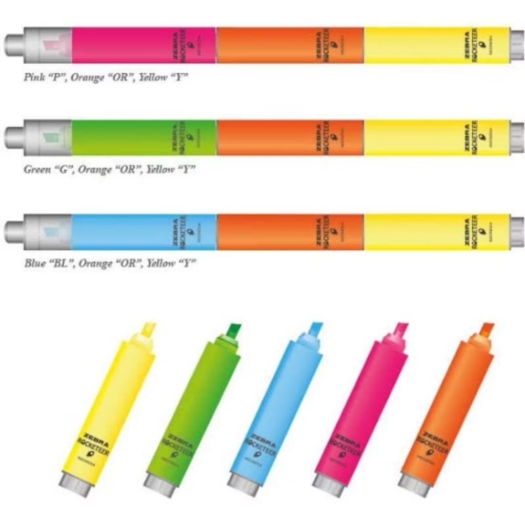 

ZEBRA ROCKETEER 3 IN 1 HIGHLIGHTER PENANDA PEWARNA KATA MODEL CABUT PASANG 3 WARNA