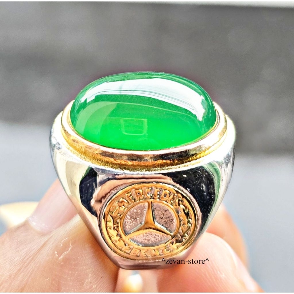 Cincin batu green topas calsadony jumbo