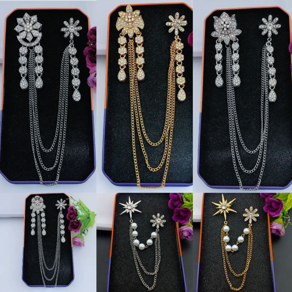 Bros kebaya kenari jurai  Bros Bali  Bros bunga  Bros pin rantai jas cewek/cowok  Bros rantai pin