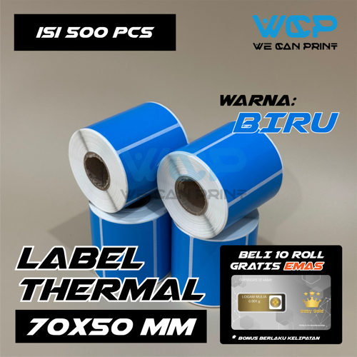 

Stiker Label Thermal Biru 70x50 Sticker Printer Thermal 70mm x 50mm Label Barcode Blue 70x50 mm isi 500 pcs