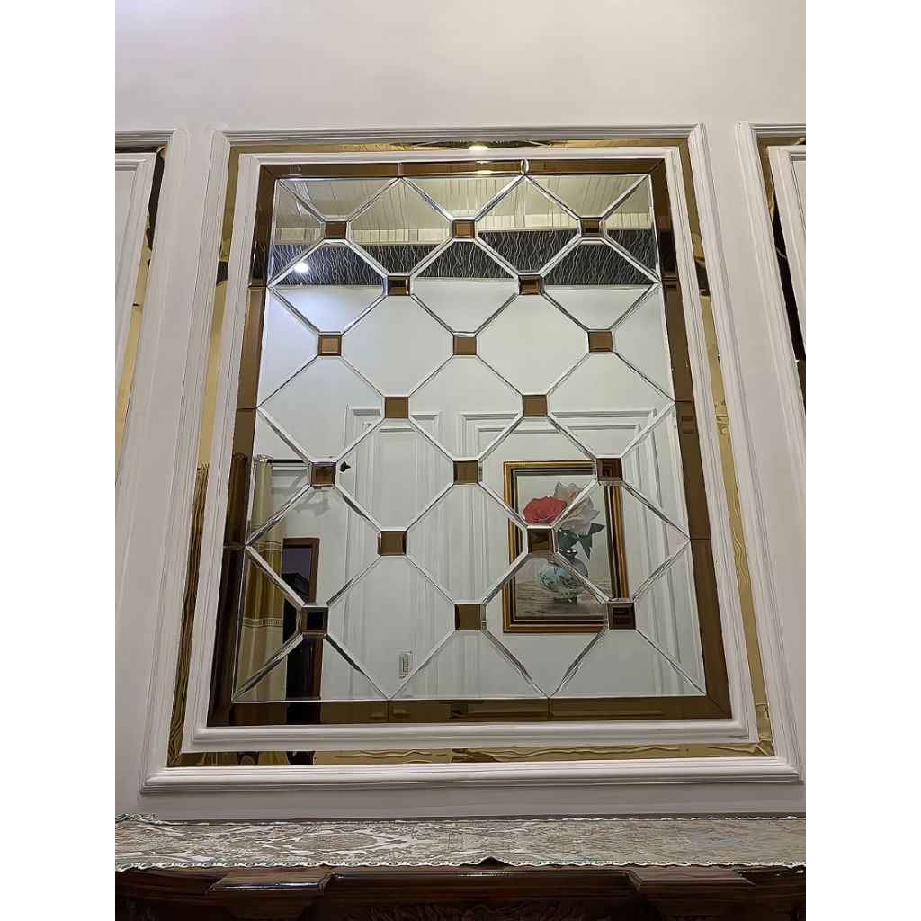 Cermin Bevel Diamond + List Gold