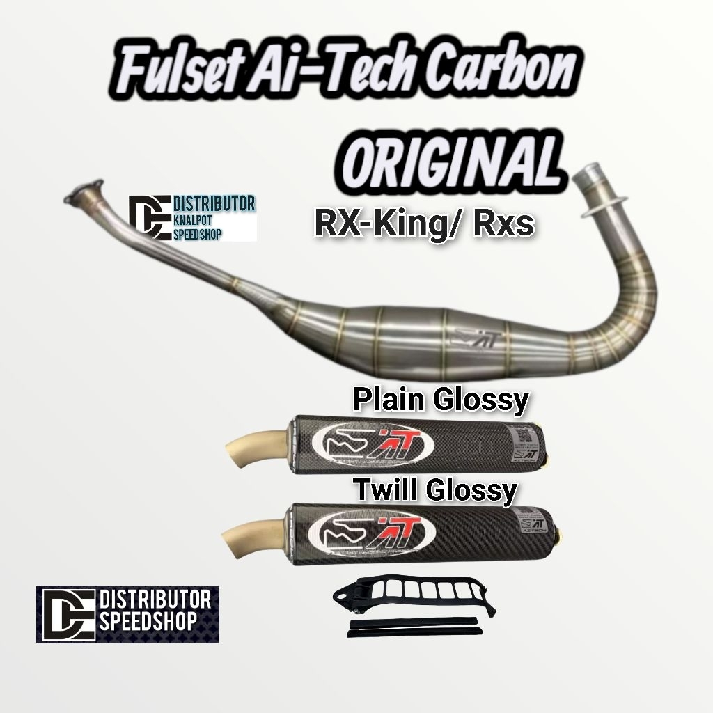 Fullset Knalpot Aitech Original RXking perut Stainles Aitech Carbon Twill Plain silver gen 2 hitam g