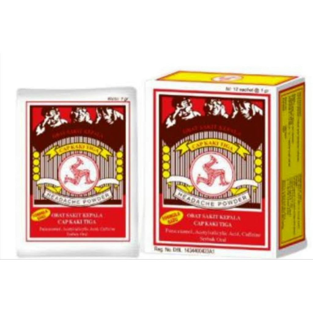 PUYER SAKIT KEPALA CAP KAKI TIGA isi 12 sachet