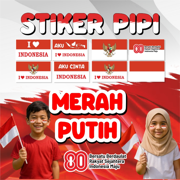 

Stiker Bendera Merah Putih Stiker Pipi Bahan Stiker Chromo Isi 100 Pcs