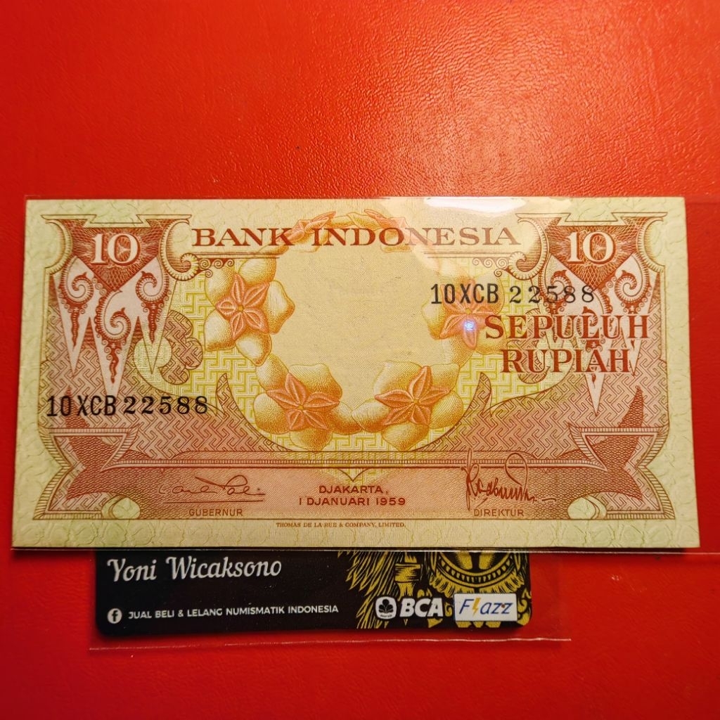 10 rupiah bunga tahun 1959 GRESS asli