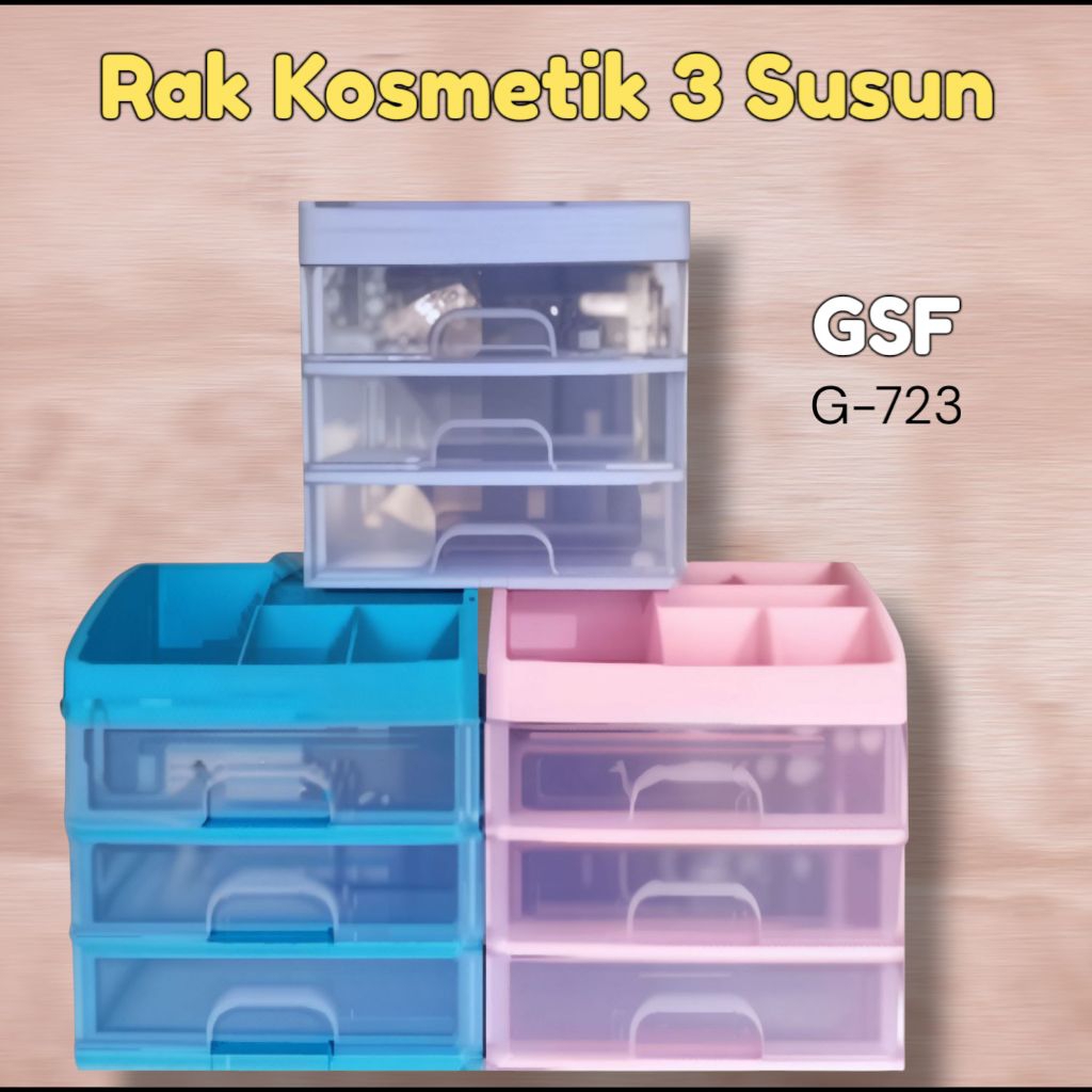 Rak Kosmetik Laci 3 Susun Plastik Tabitha/ Rak Plastik Mini 3 Susun/ Tempat make Up
