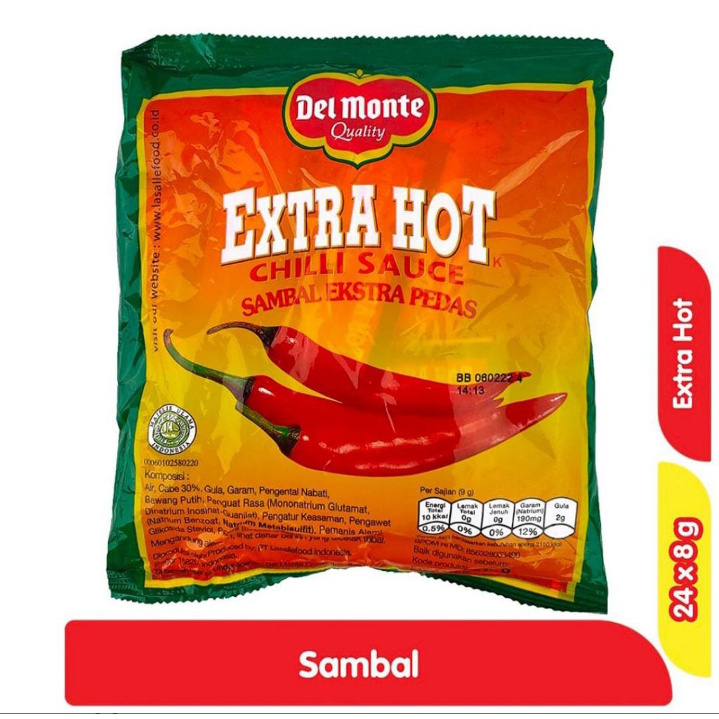 

Saos Sambal Del Monte extra hot 24 sachet
