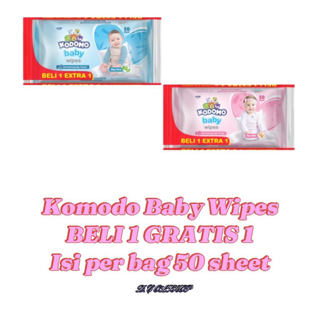 Kodomo Baby Wipes Tisu Basah Antibakterial 50sheet / Tisu Basah Bayi / Tisu Basah Murah