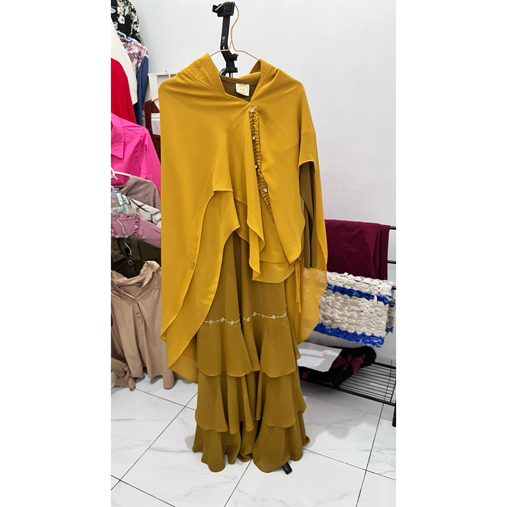 GAMIS WANITA/WARNA OLIV+KHIMAR/GAMIS MAROON HITAM