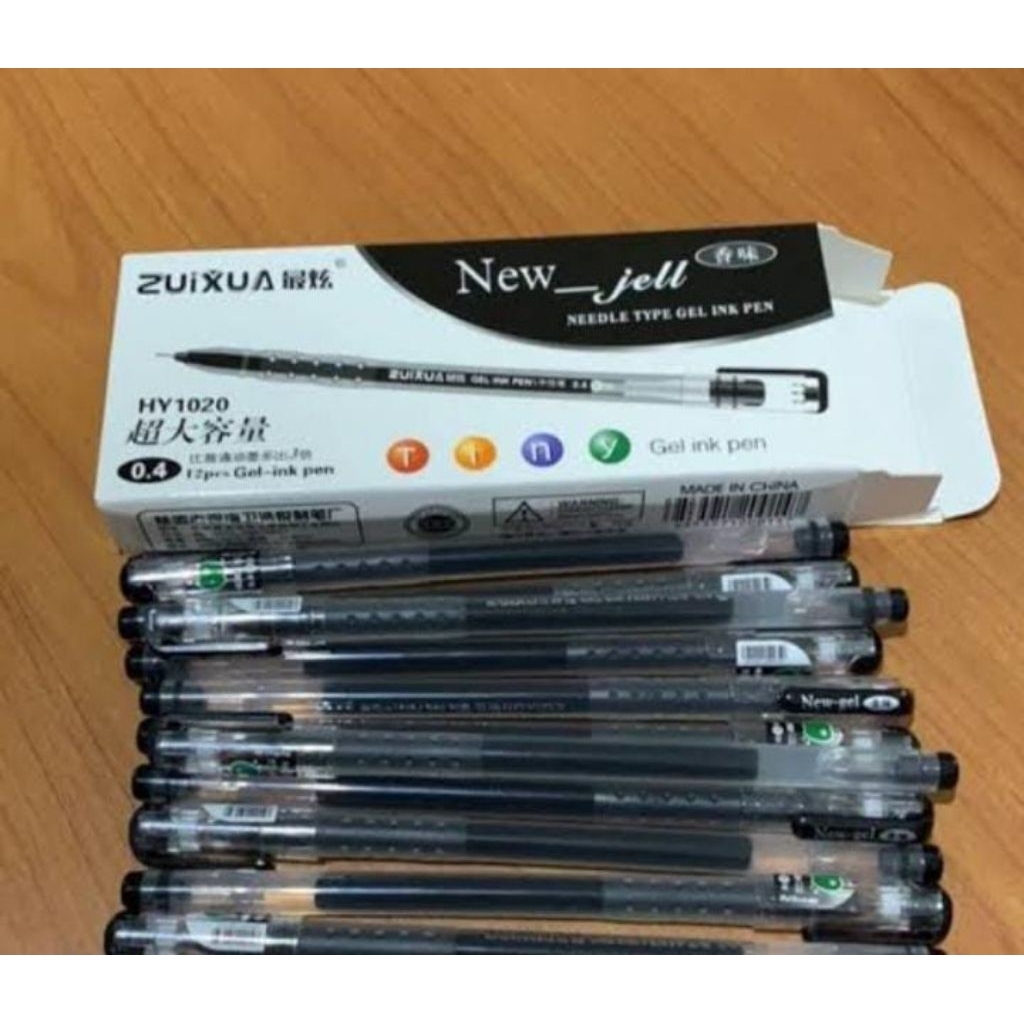 

Pulpen Gel 0.4mm ZUIXUA HY1020 | New Jell Ink Pen - Hitam / Set 12pcs