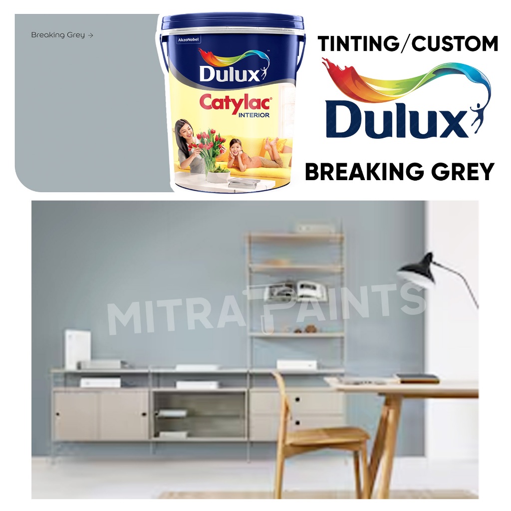 CATYLAC INTERIOR 25 KG WARNA BREAKING GREY / CAT DULUX CUSTOM TINTING PAIL / ABU-ABU