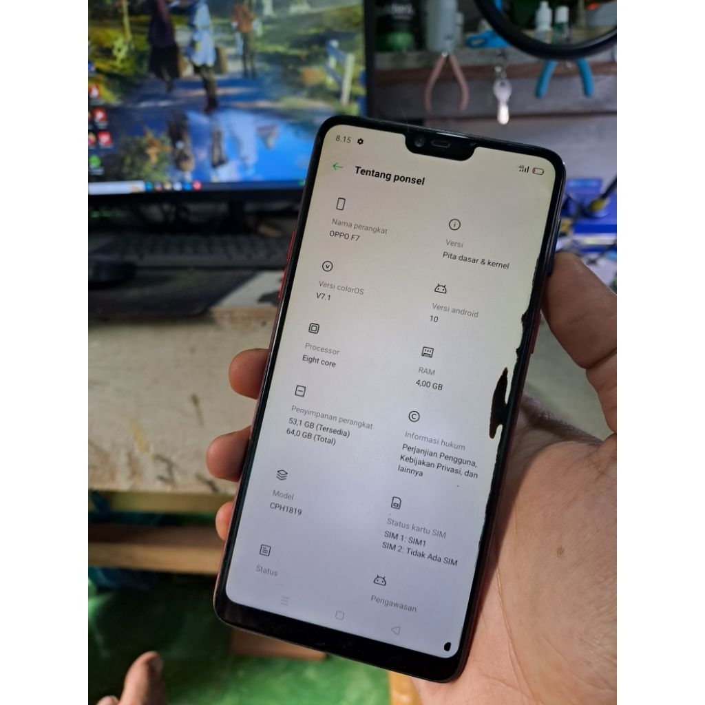 motherboard mesin oppo f7 4/64 normal tested