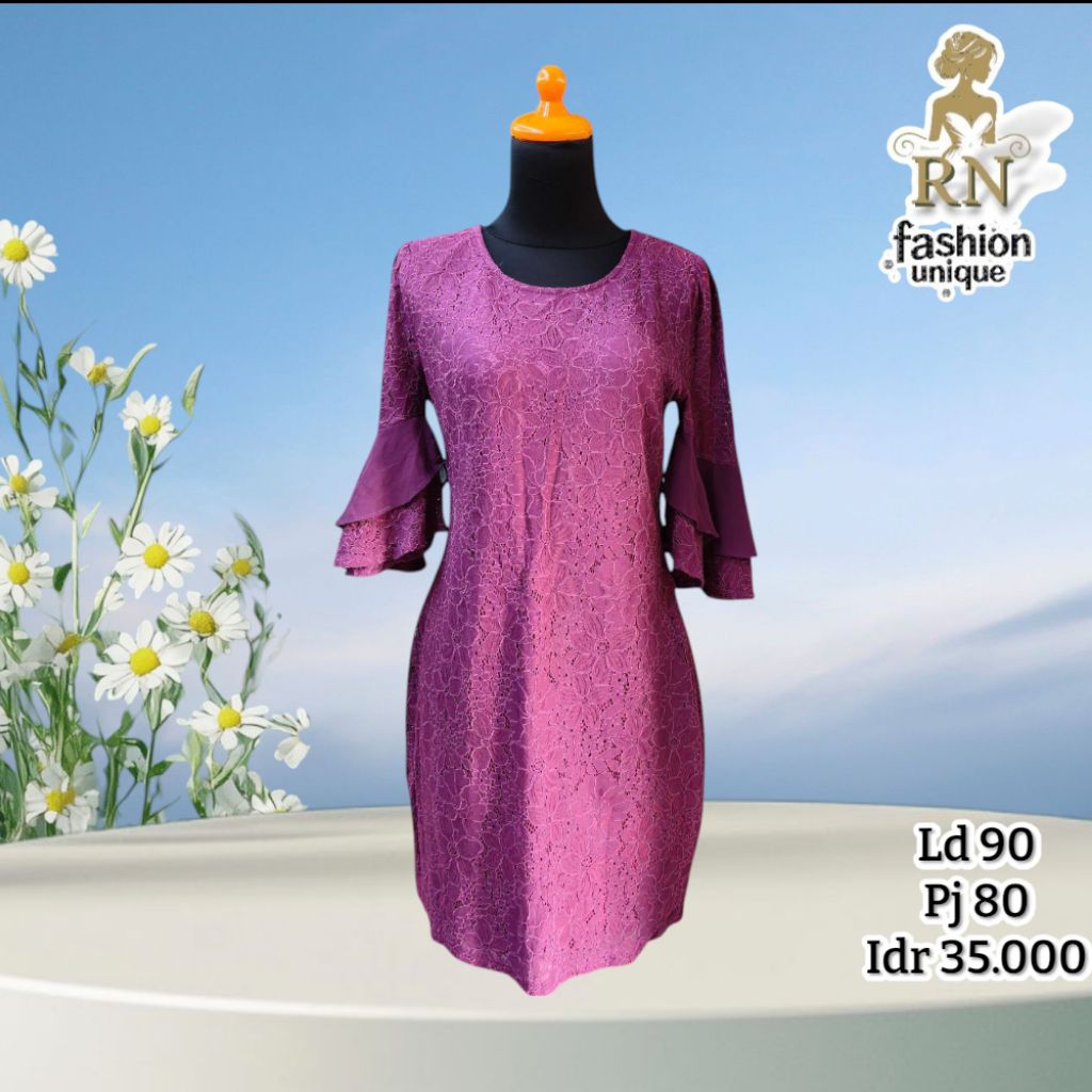 ready dress brukat ungu