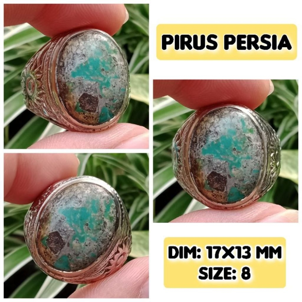 pirus Persia cincin batu akik asli pirus Persia siap pakai.48
