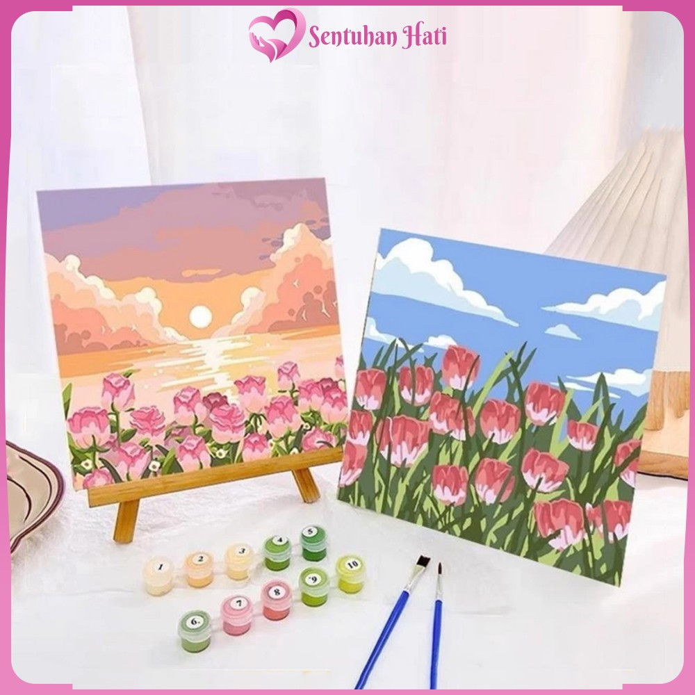 

EC Paint By Number Kit Uk 20x20cm Kanvas Siap Lukis Bunga Pemandangan / Wall Decoration Diy Digital Painting Canvas / Lukisan Canvas Acrylic Aesthetic Sentuhan Hati A110