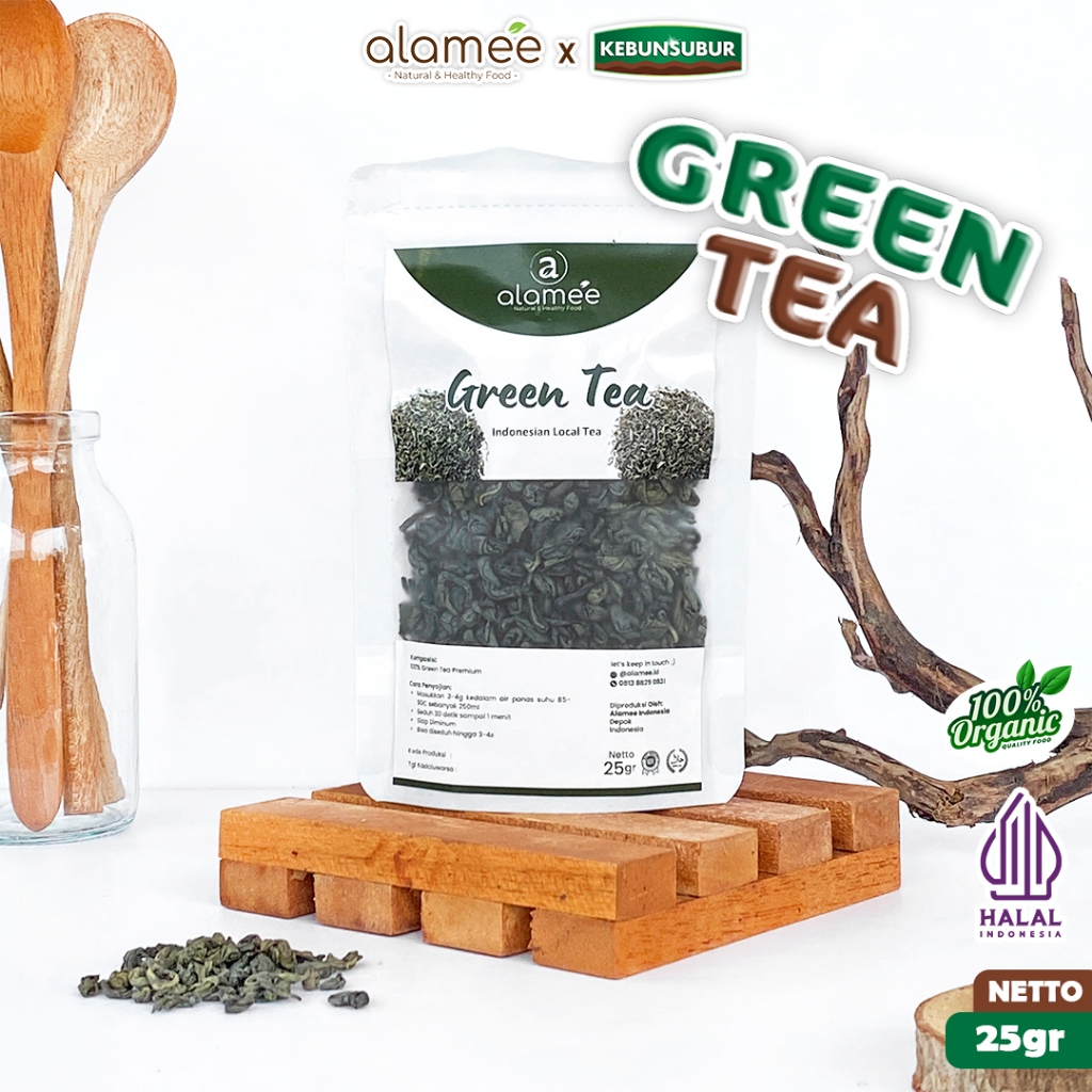 

ALAMEE Green Tea Teh Hijau Organik Organic Kering Greentea Minuman Herbal Premium 25gr kebunsubur