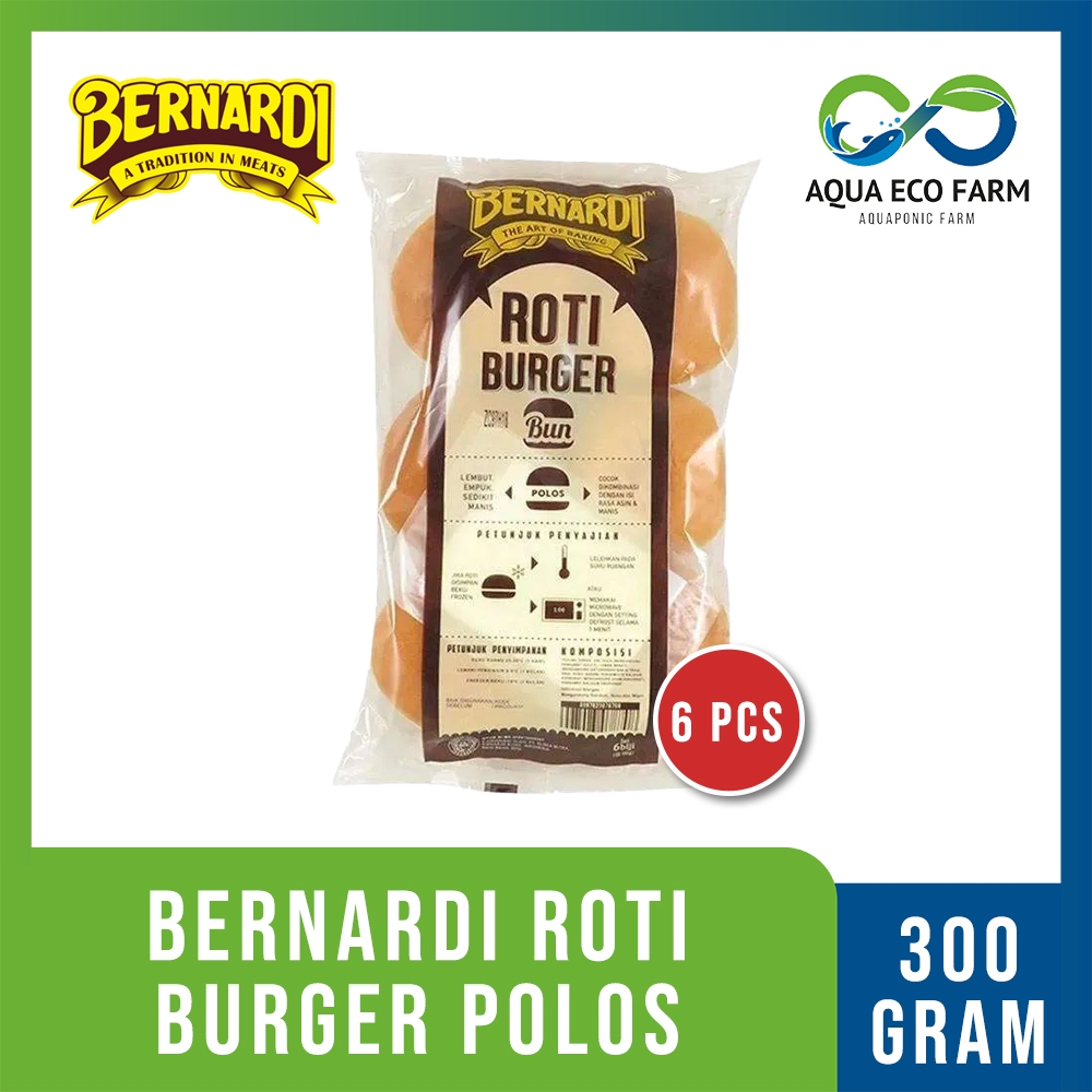

[AquaEcoFarm] Bernardi Roti Burger 6 pcs – Polos / Wijen | The Perfect Burger Bun | Roti Lembut untuk Burger Homemade | Bandung