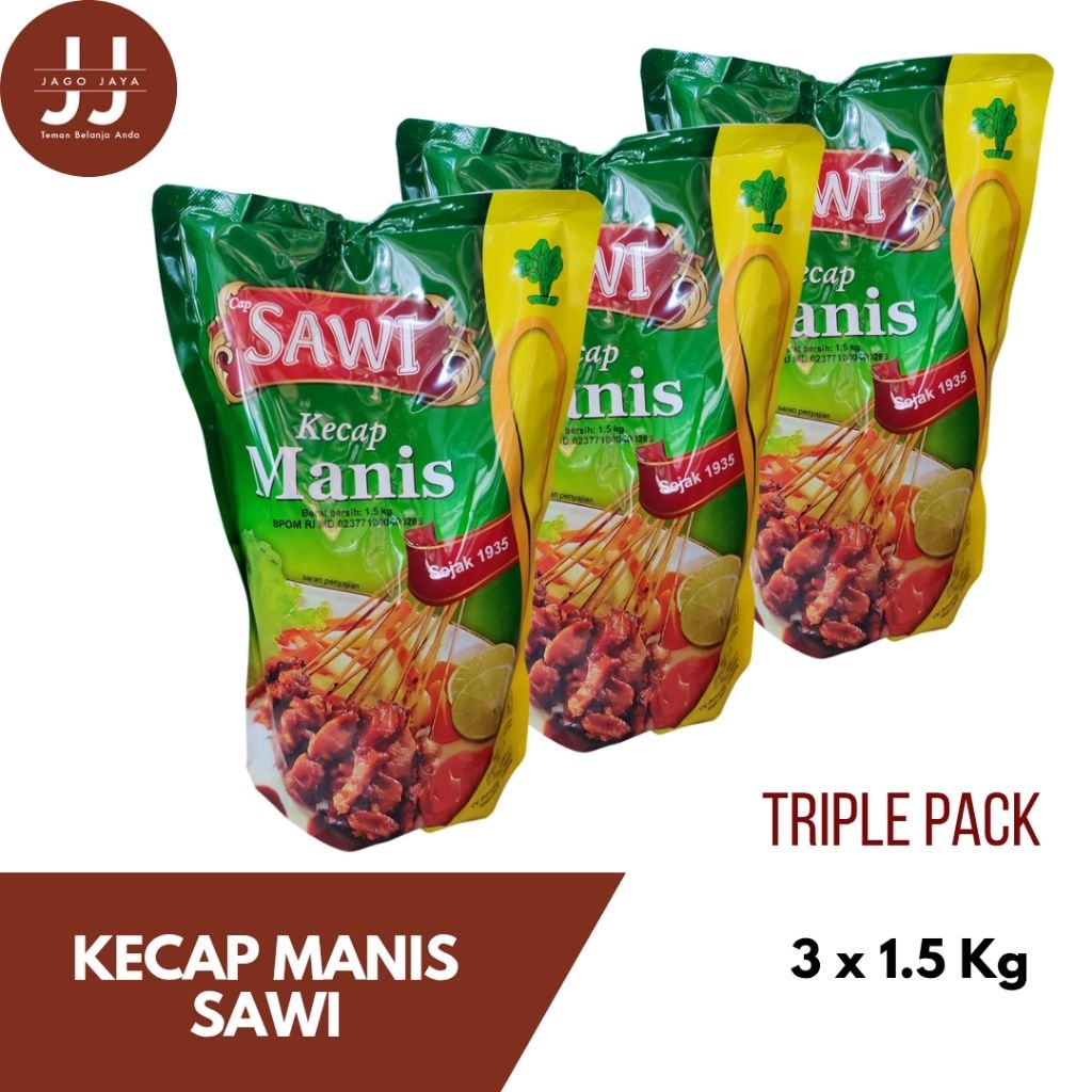 

[Jago Jaya] TRIPLE PACK Kecap Sawi Jumbo 1.5kg - Kecap Manis 1.5kg - 3 x PP1500