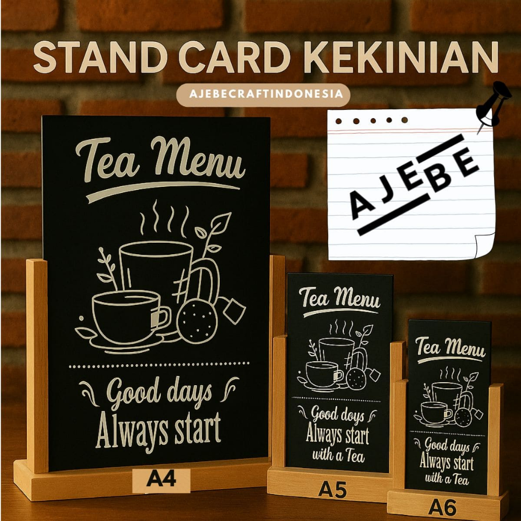 

Stand Menu Kayu Elegan – Tent Card Berdiri untuk Restoran & Kafe