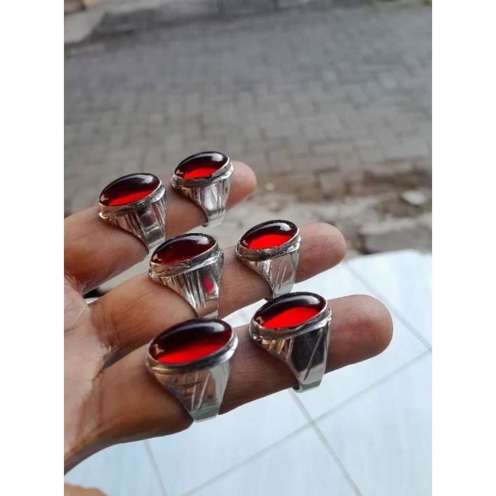 Cincin batu akik delima merah Siem pandan jumbo