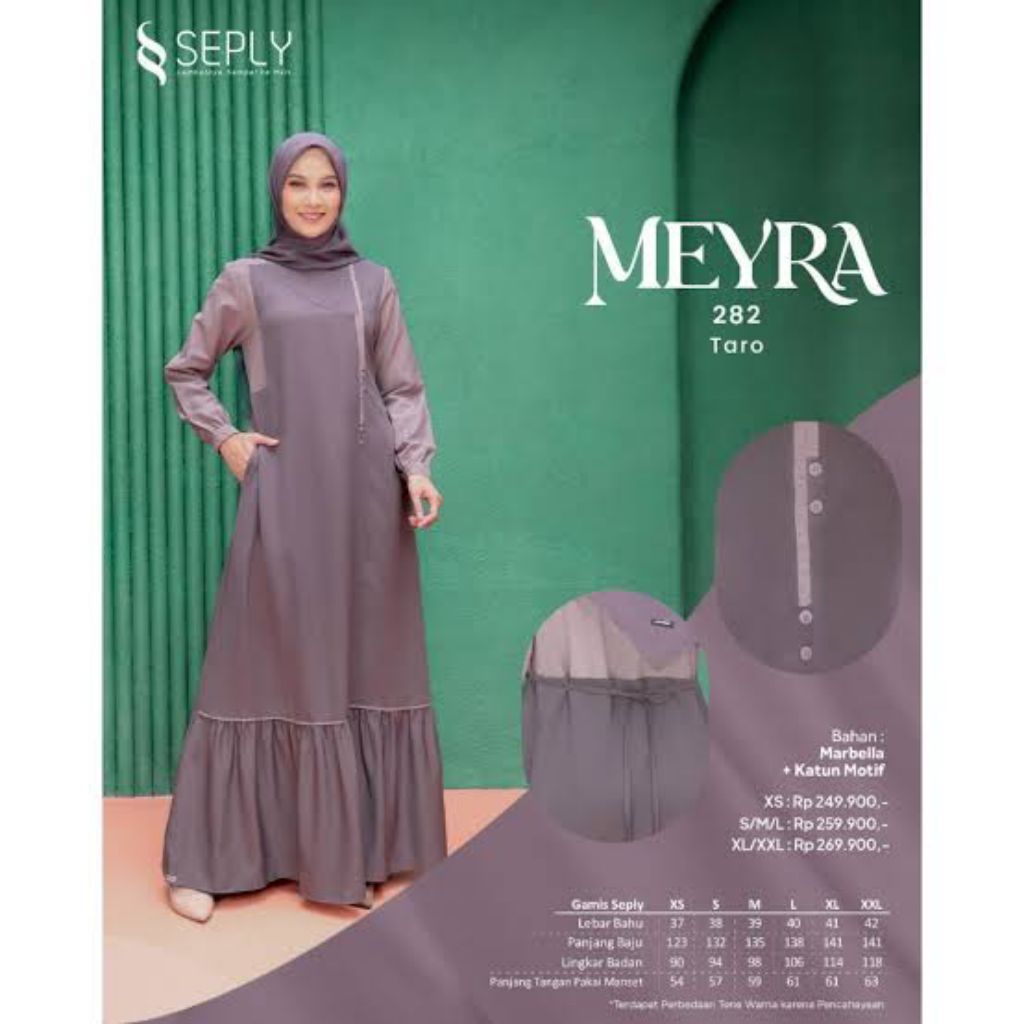 Meyra 282 Taro by Seply / Gamis polos seply / gamis seply terbaru kekinian