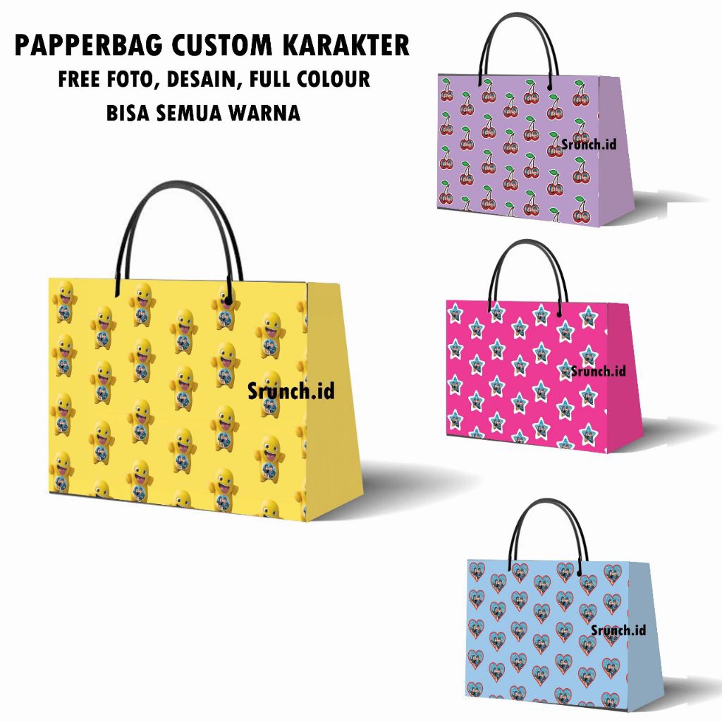 

[1PCS] PAPPERBAG CUSTOM FOTO MOTIF KARTUN//EMOJI//KARAKTER//FREE DESAIN